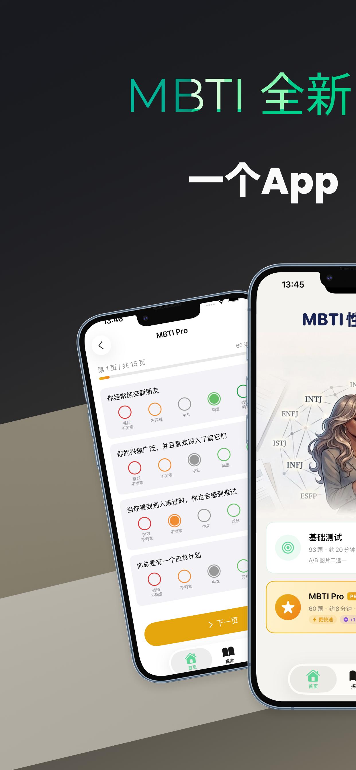 MBTI TEST Pro personality quiz interface